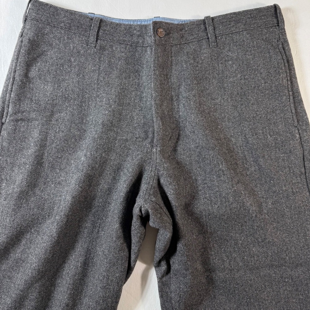 Woolrich Dress Pants Mens 36x27 (actual) Herringbone Wool‎ Blend Gray Wide Leg